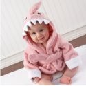 Sortie de bain peignoir REQUIN rose saumon pour bébé