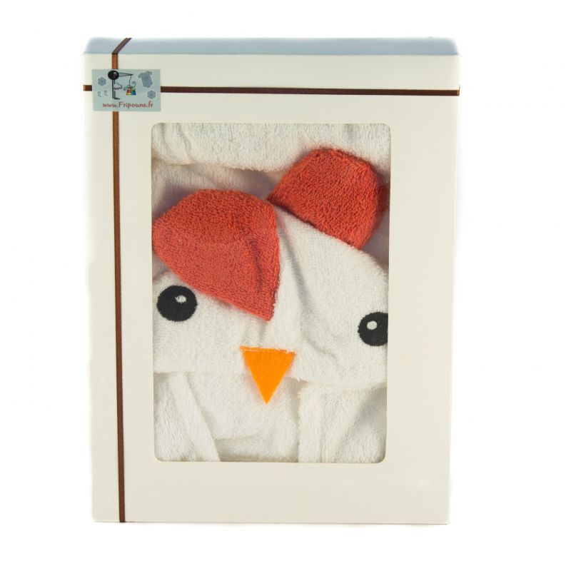 Sortie de bain POULE coQ pour cadeau de naissance bain bébé