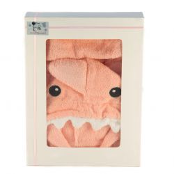 Sortie de bain peignoir REQUIN rose saumon pour bébé