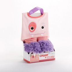 Bavoir et chaussons Chomp Rose naissance cadeau