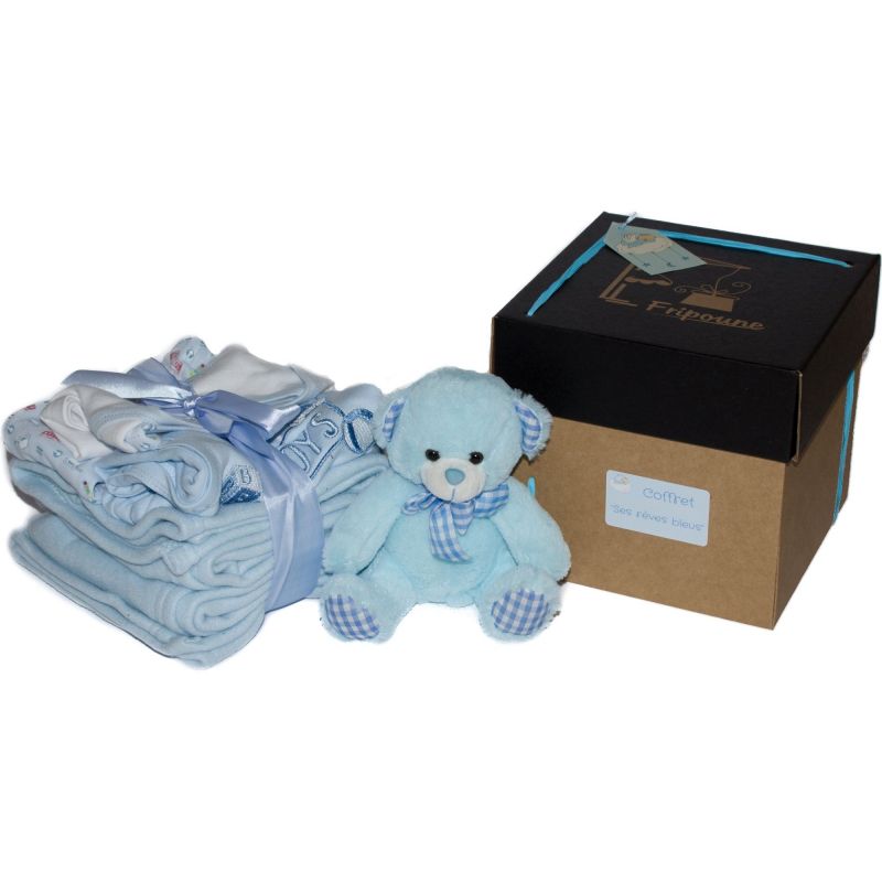 Coffret naissance "ses rêves bleus" cadeau pour la nuit de bébé Coffret naissance "ses rêves bleus" cadeau pour la nuit de bébé