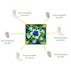 Bouquet de chaussettes : Duo maman bébé bleu