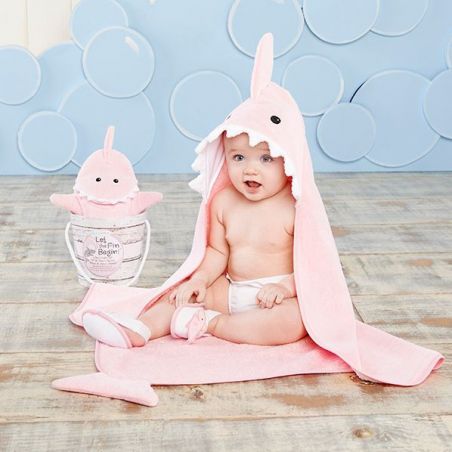 Coffret pour le bain de bébé : Requin rose Coffret pour le bain de bébé : Requin rose