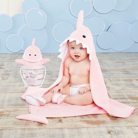 Coffret pour le bain de bébé : Requin rose