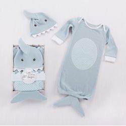 Chemise de nuit et bonnet pour bébé requin bleu