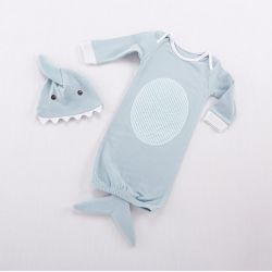 Chemise de nuit et bonnet pour bébé requin bleu