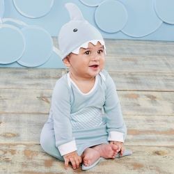 Chemise de nuit et bonnet pour bébé requin bleu