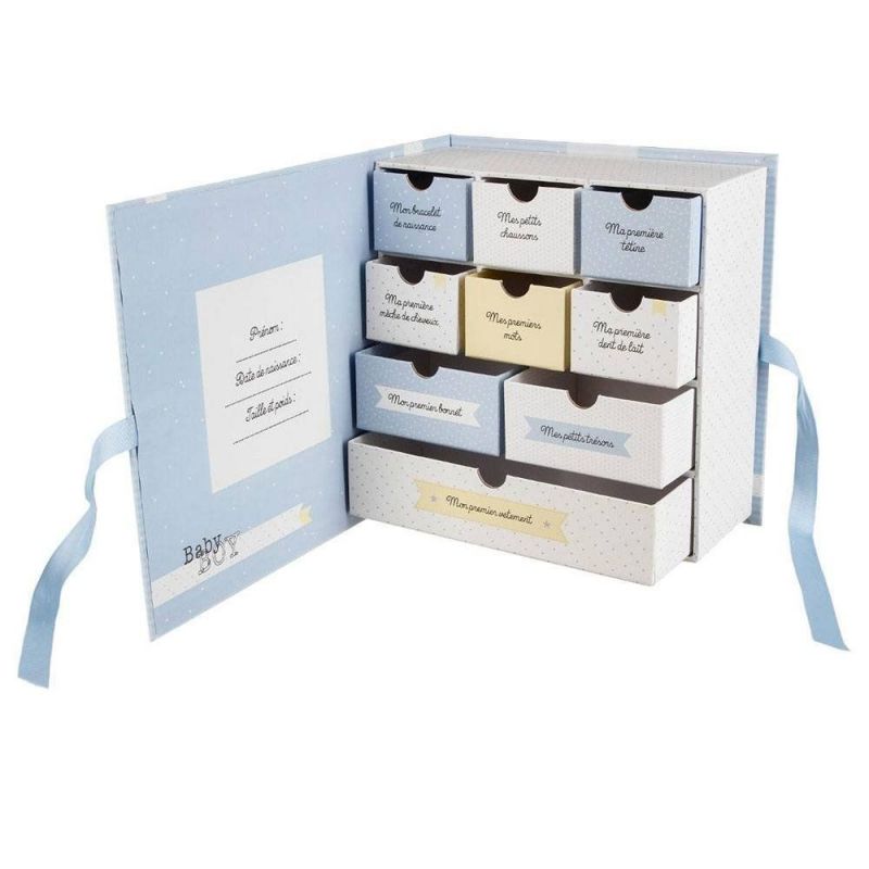 Coffret De Naissance Boite A Souvenirs Composee De 9 Tiroirs A Remplir