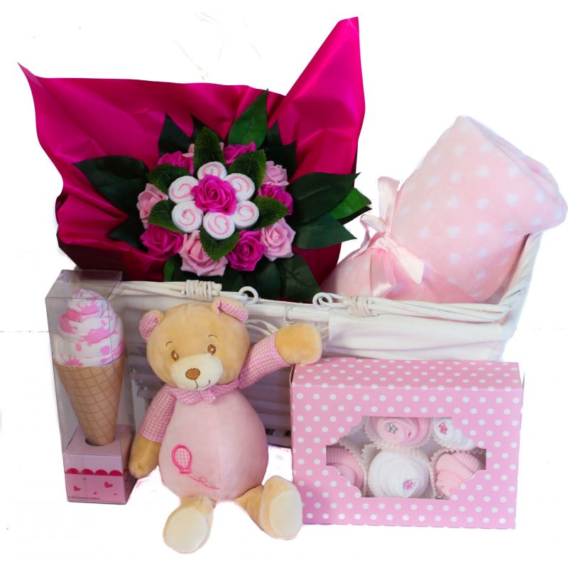 Panier naissance personnalisé surprises bébé Fille, Coffret naissance  personnalisé