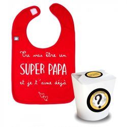 Pochette cadeau surprise : Bavoir Super Papa