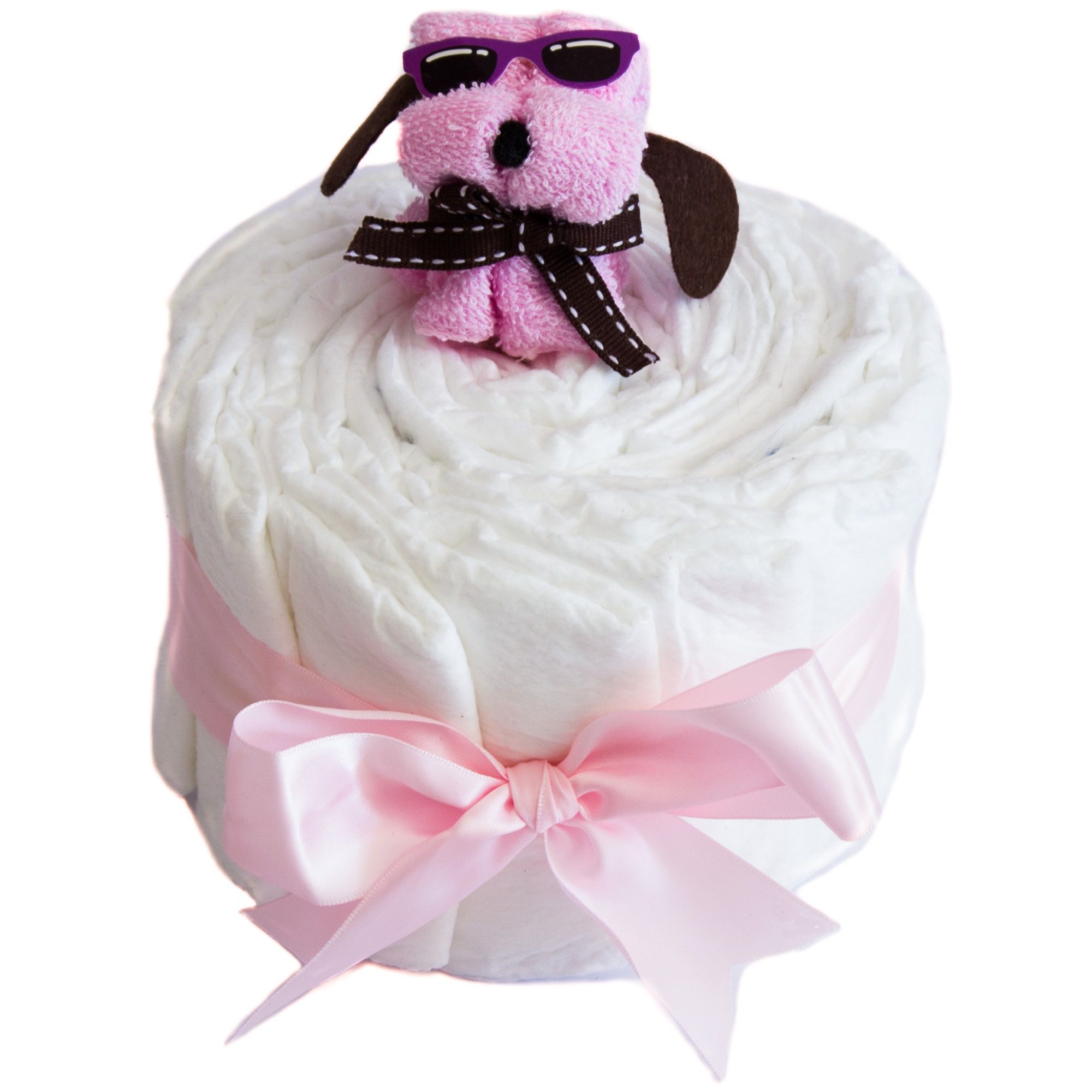 Cadeau Babyshower Gateau De Couches Chiot Rose Fripoune Cadeau Babyshower Gateau De Couches Chiot Rose Fripoune