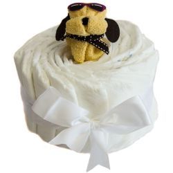 Gâteau de couches baby-shower : chiot Jaune