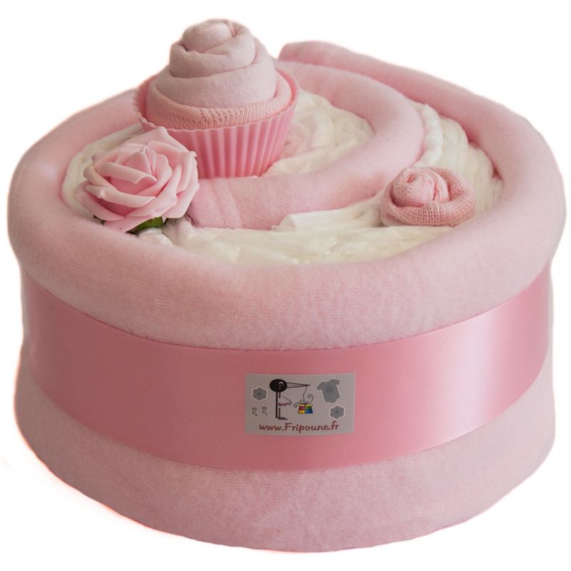 Gâteau de couches et couverture Bébé Fille, Gateau de couches