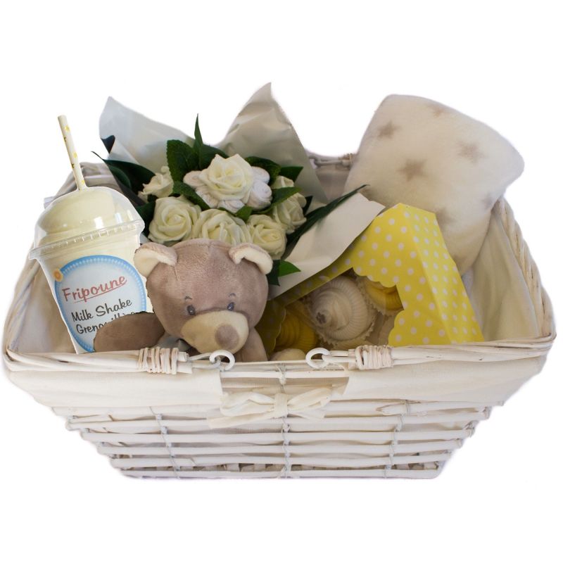 Panier naissance personnalisé "les surprises de Fripoune" : Mixte Panier naissance personnalisé "les surprises de Fripoune" : Mixte