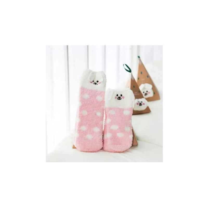 Boite chaussettes enfant : chien rose