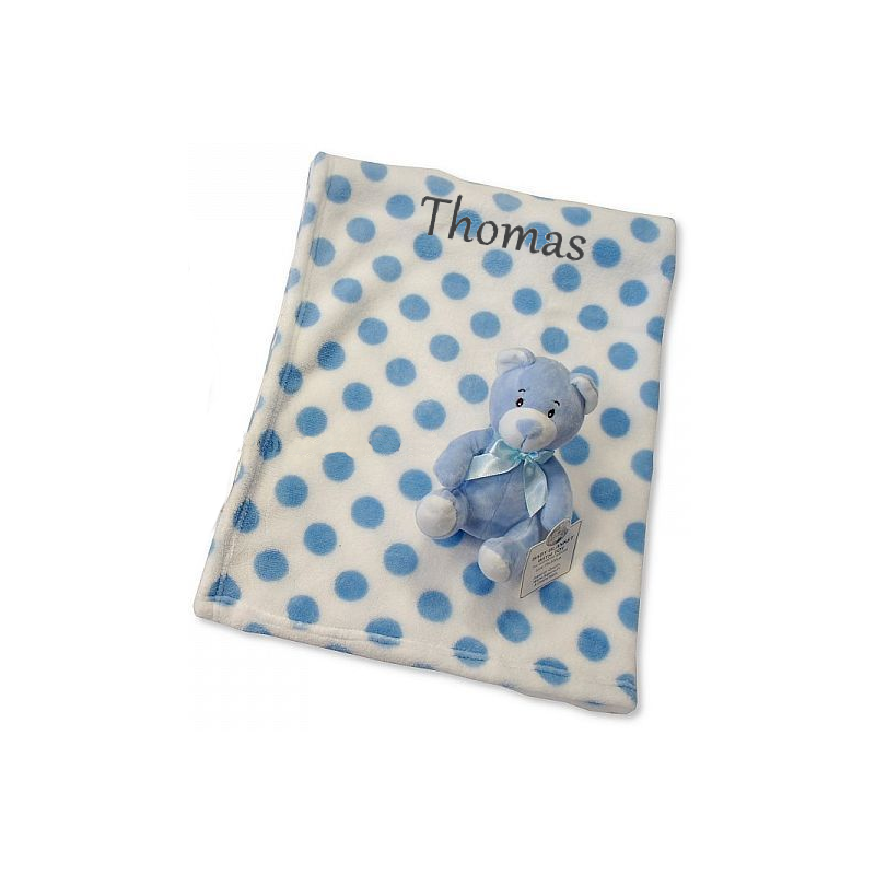 Cadeau De Naissance Pour Bebe Un Ours En Peluche Et Sa Couverture Bleu