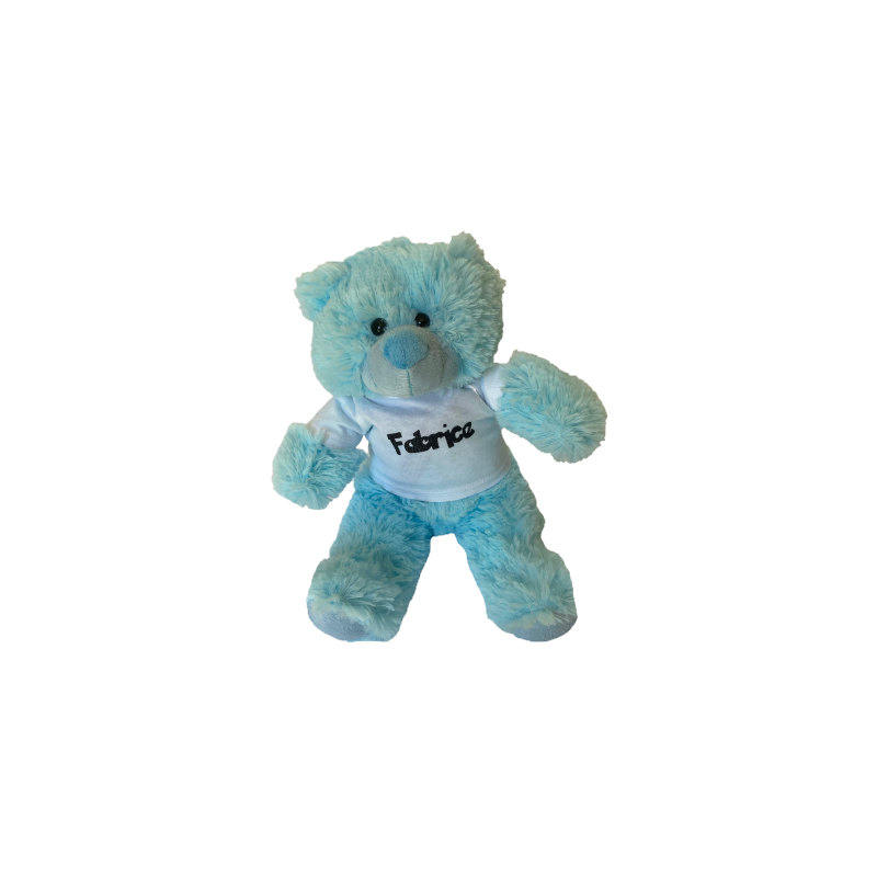 Peluche personnalisée au prénom de bébé : ours bleu