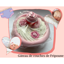Gâteau de couches babyshower : Bébé Fille