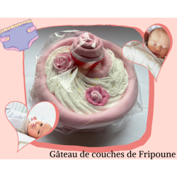 Gâteau de couches babyshower :  Bébé Fille