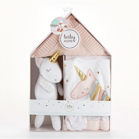 Coffret cadeau naissance 5 pièces : Licorne Coffret cadeau naissance 5 pièces : Licorne
