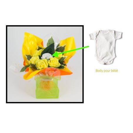 bouquet body naissance original jaune