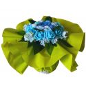 Bouquet de Naissance avec une fleurs de Cape de Bain brodée au prénom de bébé : Bleu | Fripoune