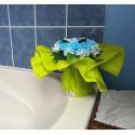 Bouquet de Naissance avec une fleurs de Cape de Bain brodée au prénom de bébé : Bleu | Fripoune