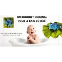 Bouquet de Naissance avec une fleurs de Cape de Bain brodée au prénom de bébé : Bleu | Fripoune