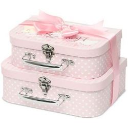 Coffret naissance personnalisé : Valisettes "tout doux" roses