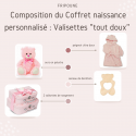 Contenu du Coffret naissance personnalisé : Valisettes "tout doux" roses