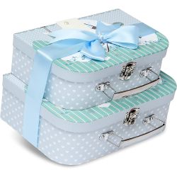 Coffret personnalisé : Valisettes "tout doux" bleues