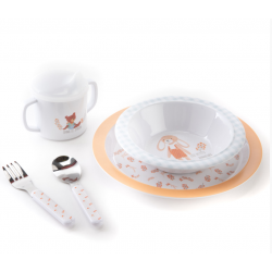 Ensemble de la valisette coffret repas bébé Dans le jardin