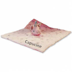 Doudou personnalisé licorne Rose, Cadeaux de naissance personnalisés