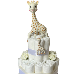 Gâteau de couches Sophie la Girafe pour un cadeau baby shower