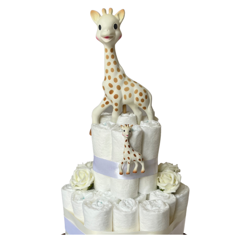 Gâteau de couches Sophie la Girafe pour une babyshower