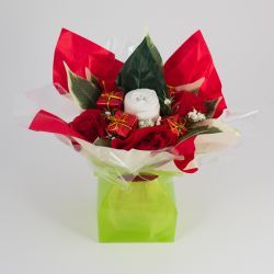 Bouquet de naissance original avec une fleur Body pour bébé spécial Noël