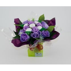 Bouquet de naissance original pour maman et bébé : Mélodie violet