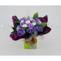Bouquet de naissance original pour maman et bébé : Mélodie violet