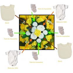 Bouquet de layette : Symphonie Jaune