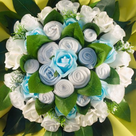 Bouquet de layette : Farandole Bleu cadeau maternité