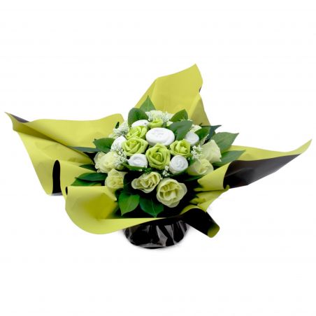  	Bouquet de layette naissance original harmonie vert