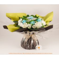 Bouquet de layette : Farandole Bleu cadeau maternité